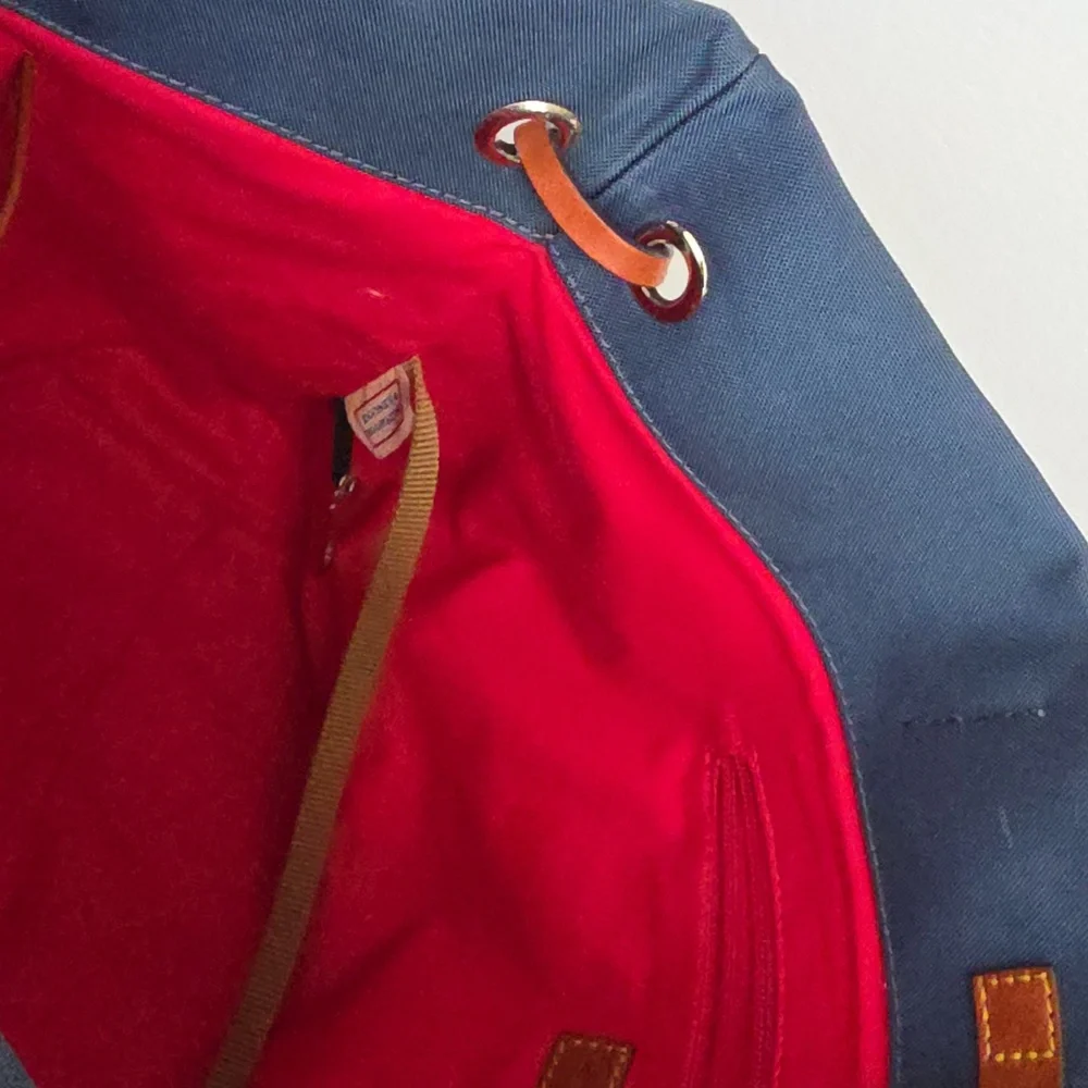 Dooney & Bourke Nylon Navy Tote Bag with Brown Leather - Picture 6 of 9